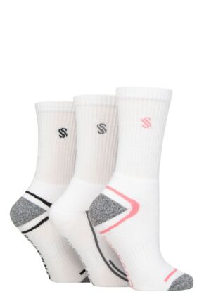 Ladies 3 Pair SOCKSHOP Performance Sport Cushioned Crew Socks