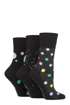 Ladies 3 Pair Gentle Grip Colourburst Socks