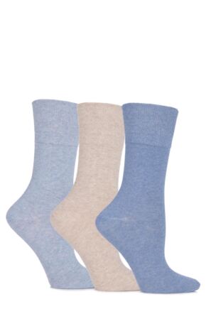 Ladies 3 Pair Gentle Grip Eva Plain Cotton Socks