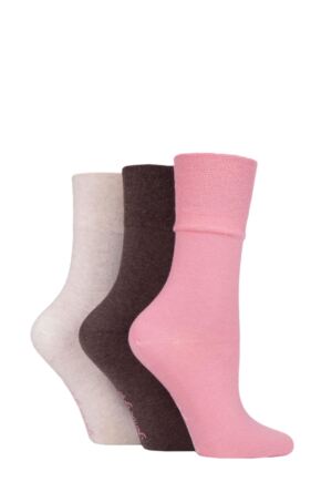 Ladies 3 Pair Gentle Grip Plain Cotton Socks