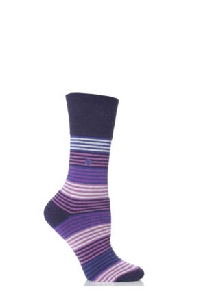 Ladies 1 Pair Gentle Grip Layla Striped Cushioned Socks
