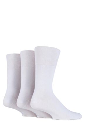 Mens 3 Pair Gentle Grip Plain Cotton Suit Socks In White White 6-11 Mens