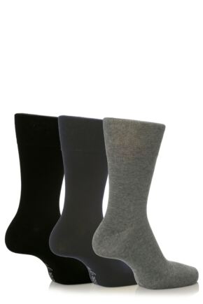 MENS 3 PAIR GENTLE GRIP PLAIN SOCKS