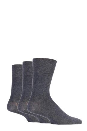 Mens 3 Pair Gentle Grip Plain Cotton Socks Charcoal 6-11 Mens