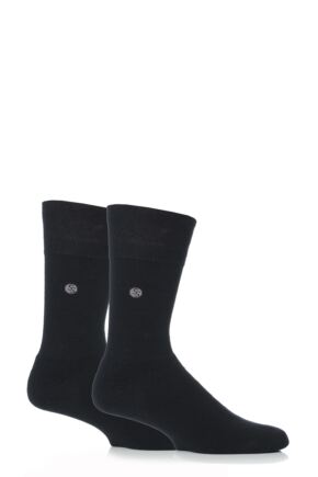 Mens 2 Pair Gentle Grip Plain Cushioned Socks In Black
