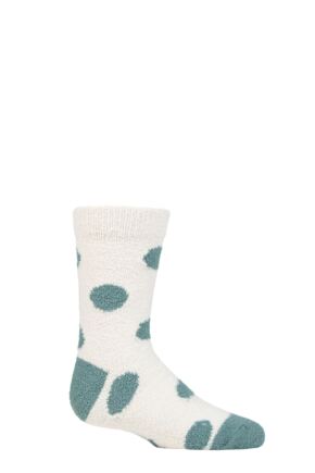 Kids 1 Pair Thought Sammie Stripe and Spot Recycled Polyester Fluffy Socks Stone White 0-12 Months