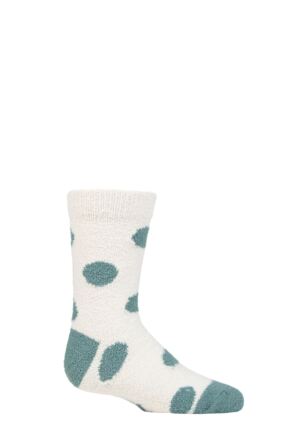 Kids 1 Pair Thought Sammie Stripe and Spot Recycled Polyester Fluffy Socks Stone White 12-24 Months