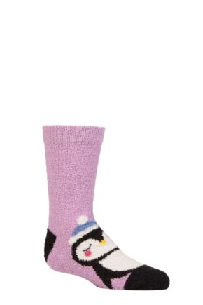 Kids 1 Pair Thought Billie Animal Recycled Polyester Fluffy Socks Lavender Purple 4-6 Years
