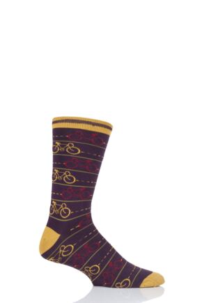 Mens 1 Pair Thought Cyclist Bicycle Bamboo and Organic Cotton Socks