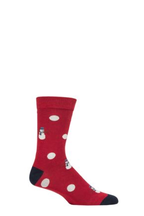 Mens 1 Pair Thought Markus Snowman Bamboo and Organic Cotton Socks Pillarbox Red 7-11 Mens