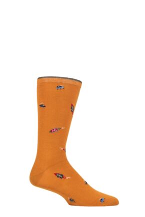 Mens 1 Pair Thought Galactic Organic Cotton Socks Amber Yellow 7-11 Mens