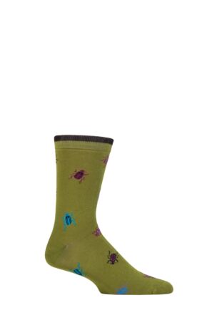 Mens 1 Pair Thought Brody Bamboo Bug Socks Lichen Green  7-11