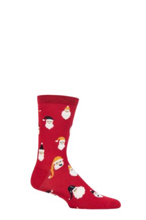 Mens 1 Pair Thought Alfredo Christmas Santa Bamboo Socks Bright Red 7-11