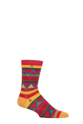 Mens 1 Pair Thought Casper Christmas Fairisle Bamboo Socks Bright Red 7-11