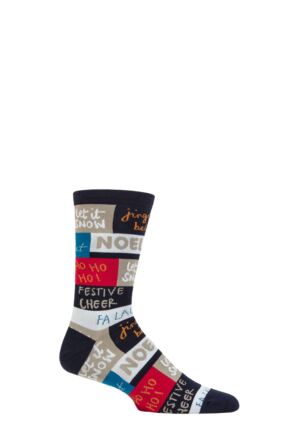 Mens 1 Pair Thought Caleb Christmas Slogan Organic Cotton Socks