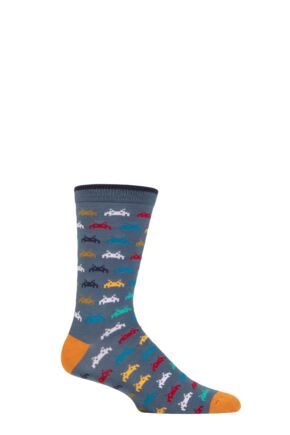 Mens 1 Pair Thought Bamboo and Organic Cotton Arcade Games Socks Misty Blue 7-11 Mens