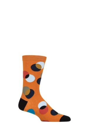 Mens 1 Pair Thought Organic Cotton Circle Dots Socks Turmeric Yellow 7-11 Mens