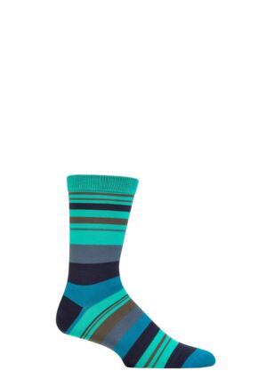 Mens 1 Pair Thought Bamboo and Organic Cotton Striped Socks Jade Green 7-11 Mens