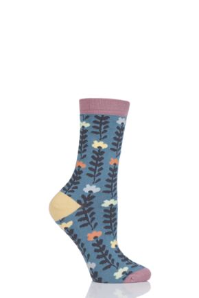 Ladies 1 Pair Thought Lore Floral Bamboo and Organic Cotton Socks