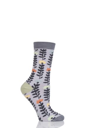 Ladies 1 Pair Thought Lore Floral Bamboo and Organic Cotton Socks