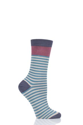 Ladies 1 Pair Thought Walla Striped Bamboo and Organic Cotton Socks