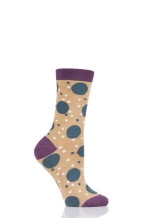 Ladies 1 Pair Thought Mamie Spot Bamboo and Organic Cotton Socks Buttercup 4-7 Ladies