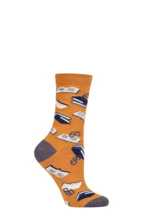 Ladies 1 Pair Thought Marley Bookworm Bamboo and Organic Cotton Socks Amber Yellow 4-7 Ladies