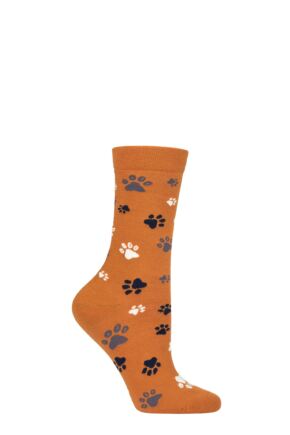 Ladies 1 Pair Thought Elsa Paw Print Organic Cotton Socks