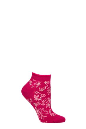 Ladies 1 Pair Thought Gollie Floral Bamboo and Organic Cotton Trainer Socks