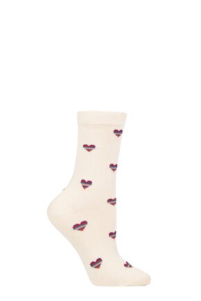 Ladies 1 Pair Thought Cretia Heart Stripe Bamboo and Organic Cotton Socks