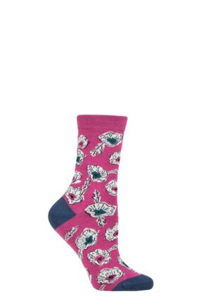 Ladies 1 Pair Thought Danika Floral Bamboo and Organic Cotton Socks