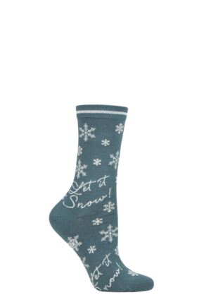 Ladies 1 Pair Thought Bobbie Snow Bamboo and Organic Cotton Socks Holly Green 4-7 Ladies