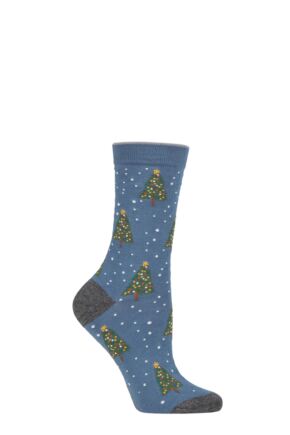 Ladies 1 Pair Thought Diana Christmas Tree Organic Cotton Socks