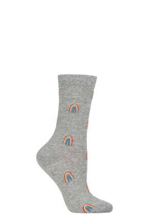 Ladies 1 Pair Thought Rainbow Organic Cotton Socks Rainbow Grey 4-7 Ladies