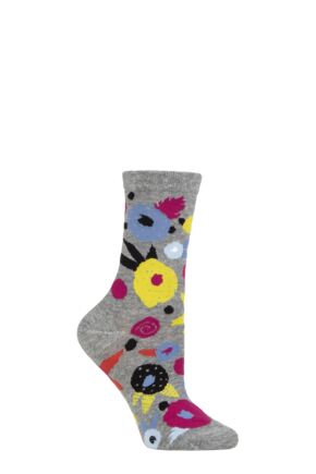 Ladies 1 Pair Thought Abstract Floral Organic Cotton Socks