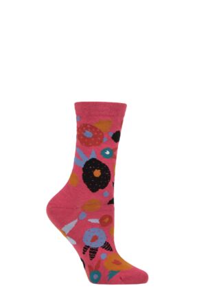 Ladies 1 Pair Thought Abstract Floral Organic Cotton Socks