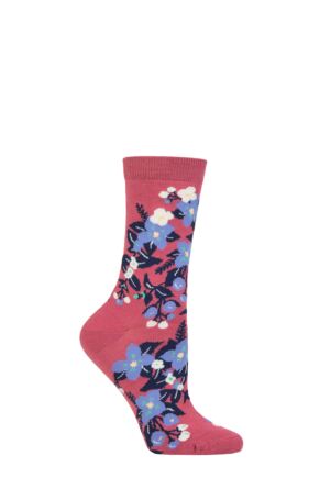 Ladies 1 Pair Thought Arya Bamboo Floral Socks Dusty Rose Pink  4-7