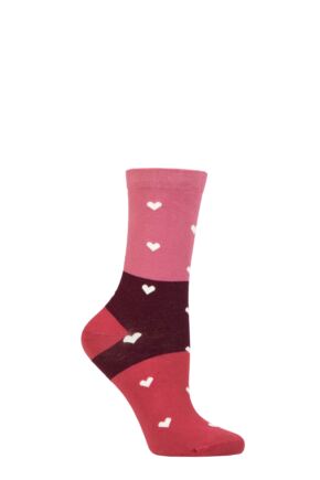 Ladies 1 Pair Thought Nova Organic Cotton Heart Socks