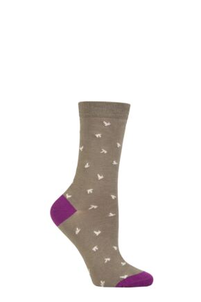 Ladies 1 Pair Thought Wren Bamboo Bird Socks Olive Green  4-7