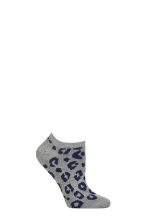 Ladies 1 Pair Thought Reese Bamboo Leopard Trainer Socks
