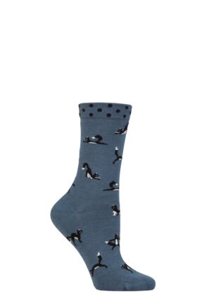 Ladies 1 Pair Thought Bamboo and Organic Cotton Yoga Cats Socks