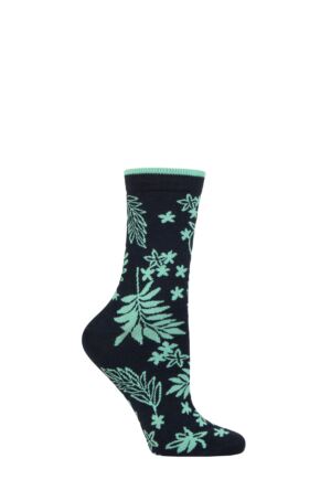 Ladies 1 Pair Thought Bamboo and Organic Cotton Floral Socks