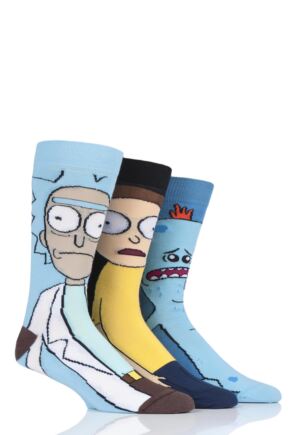 Mens 3 Pair Rick and Morty Cotton Socks