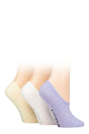 Ladies 3 Pair SOCKSHOP Wildfeet Mesh Pattern Fashion Shoe Liner Socks