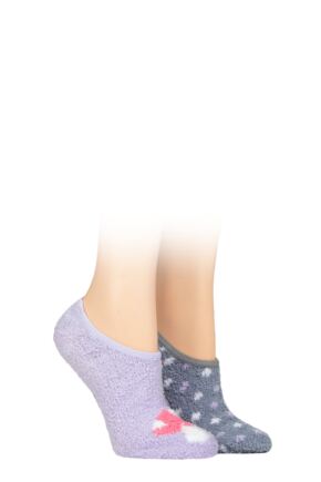 Ladies 2 Pair SOCKSHOP Wildfeet Animal and Patterned Cosy Slipper Socks with Grip