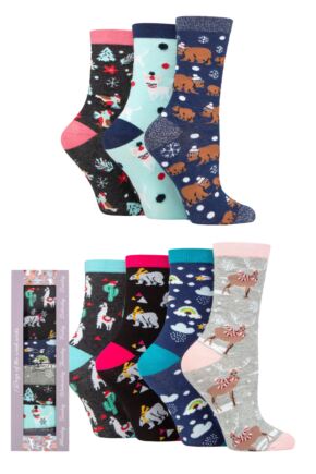 Ladies 7 Pair SOCKSHOP Wildfeet 7 Days of the Week Gift Boxed Socks