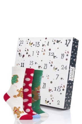 Ladies 24 Pair SockShop Wild Feet Christmas Advent Calendar Socks