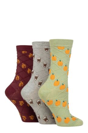 Ladies 3 Pair SOCKSHOP Wildfeet Textured Knit Cotton Socks
