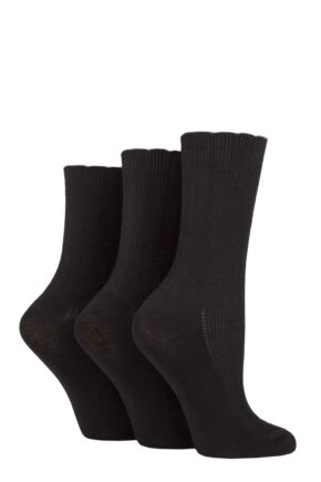 Ladies 3 Pair Elle Ribbed Bamboo Socks with Scallop Top