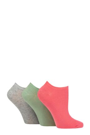 Ladies 3 Pair Elle Bamboo Ribbed No Show Socks